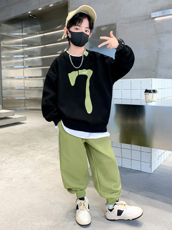 Poiste puuvillane spordikomplekt, kaheosaline komplekt, pikkade varrukatega, kevad-sügise hooaeg