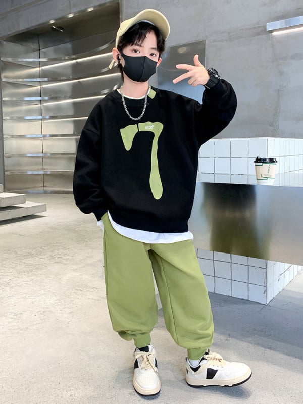 Poiste puuvillane spordikomplekt, kaheosaline komplekt, pikkade varrukatega, kevad-sügise hooaeg