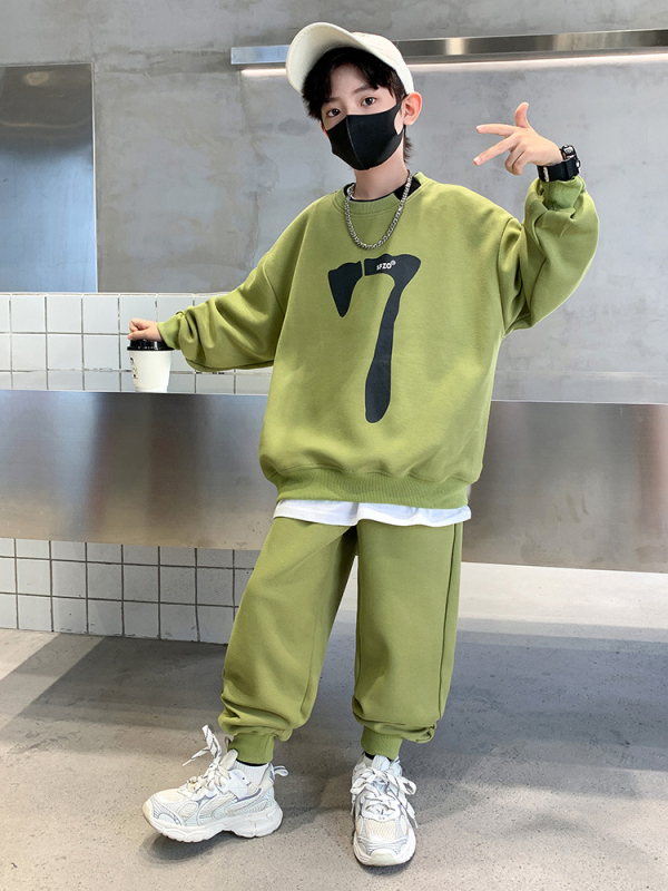 Poiste puuvillane spordikomplekt, kaheosaline komplekt, pikkade varrukatega, kevad-sügise hooaeg