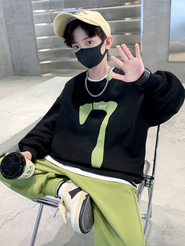 Poiste puuvillane spordikomplekt, kaheosaline komplekt, pikkade varrukatega, kevad-sügise hooaeg