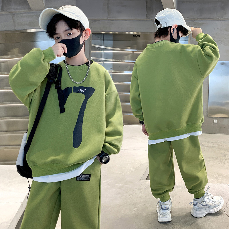 Poiste puuvillane spordikomplekt, kaheosaline komplekt, pikkade varrukatega, kevad-sügise hooaeg