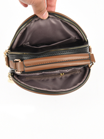 Γυναικεία τσάντα σε αστικό μινιμαλιστικό στυλ, PU δέρμα, τετράγωνος σχεδιασμός, οβάλ σχήματος, φερμουάρ για κλείσιμο