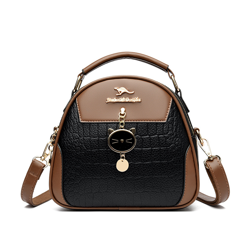 Γυναικεία τσάντα σε αστικό μινιμαλιστικό στυλ, PU δέρμα, τετράγωνος σχεδιασμός, οβάλ σχήματος, φερμουάρ για κλείσιμο