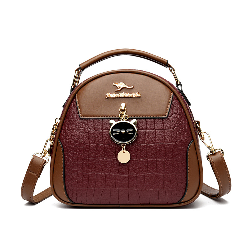 Γυναικεία τσάντα σε αστικό μινιμαλιστικό στυλ, PU δέρμα, τετράγωνος σχεδιασμός, οβάλ σχήματος, φερμουάρ για κλείσιμο