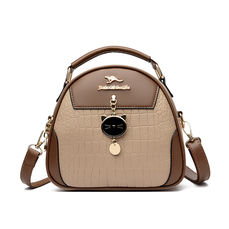 Γυναικεία τσάντα σε αστικό μινιμαλιστικό στυλ, PU δέρμα, τετράγωνος σχεδιασμός, οβάλ σχήματος, φερμουάρ για κλείσιμο