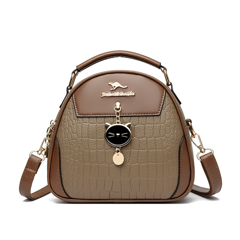 Γυναικεία τσάντα σε αστικό μινιμαλιστικό στυλ, PU δέρμα, τετράγωνος σχεδιασμός, οβάλ σχήματος, φερμουάρ για κλείσιμο