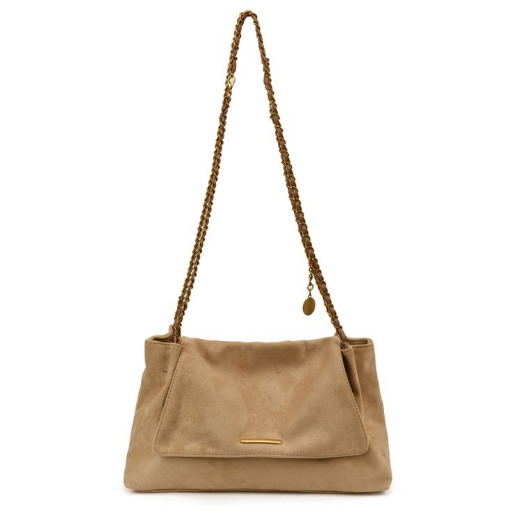 Τσάντα Tote από δέρμα ελάφου, οριζόντια τετράγωνο σχήμα, κλείσιμο με καπάκι, εσωτερική τσέπη με φερμουάρ