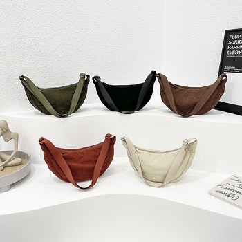 Nanju Corduroy Dumpling τσάντα με φερμουάρ, εσωτερικό ID τσέπη, τύπος Dumpling, πολυεστερική επένδυση, Φθινόπωρο 2023