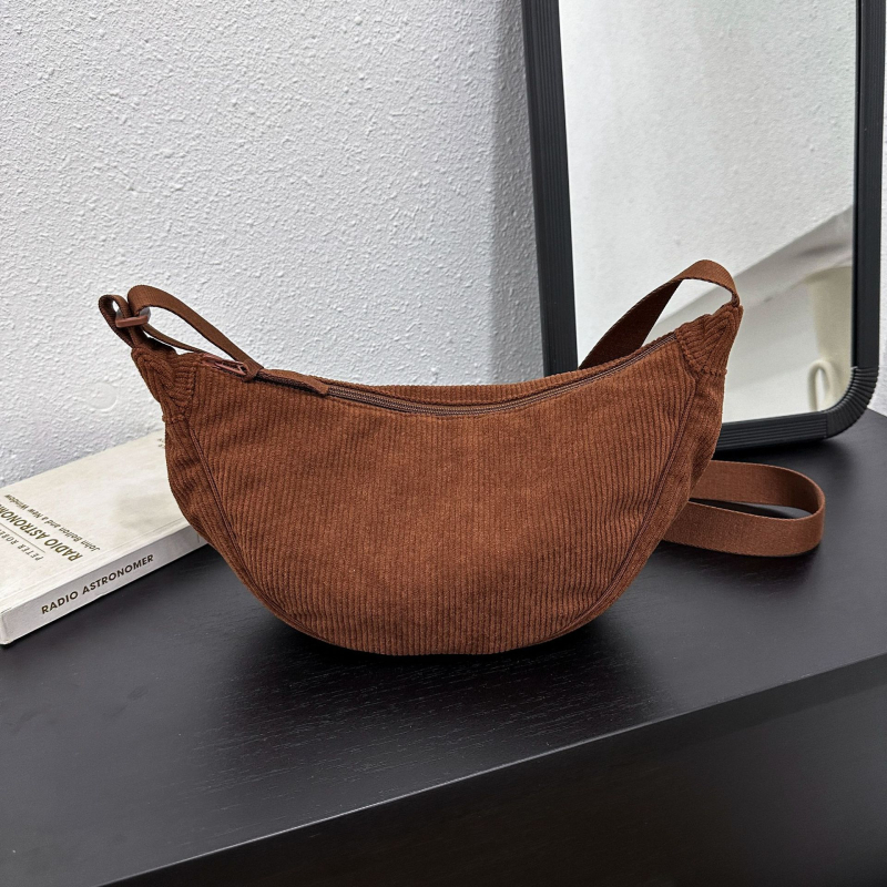 Nanju Corduroy Dumpling τσάντα με φερμουάρ, εσωτερικό ID τσέπη, τύπος Dumpling, πολυεστερική επένδυση, Φθινόπωρο 2023