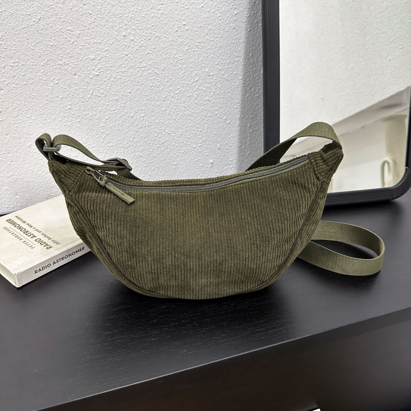 Nanju Corduroy Dumpling τσάντα με φερμουάρ, εσωτερικό ID τσέπη, τύπος Dumpling, πολυεστερική επένδυση, Φθινόπωρο 2023