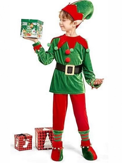 Детски елф костюм за косплей, полиестерна тъкан, възраст 3–8 години, лято 2025, стил сладък моден
