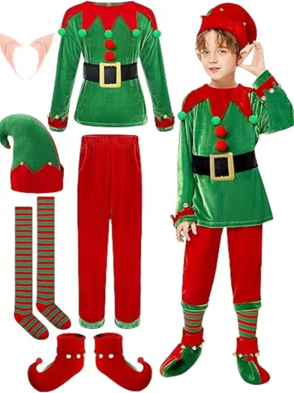 Детски елф костюм за косплей, полиестерна тъкан, възраст 3–8 години, лято 2025, стил сладък моден
