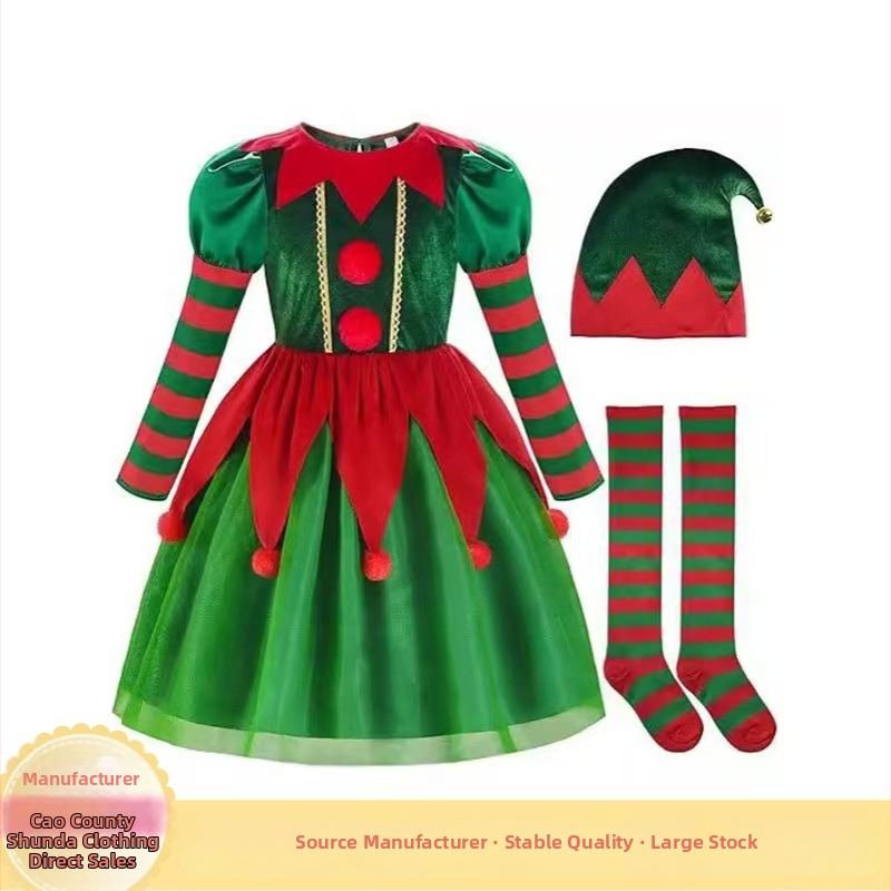 Vaikų elfų kostiumas cosplay, poliesterio audinys, amžiaus grupė 3–8 m., vasara 2025, mielas mados stilius