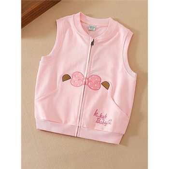 Детска жилетка без ръкави, стил колеж, памук 95%, за възраст 3–8 г, пролет и есен