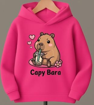 Детски суитшърт с качулка, корейски стил, с карикатурен принт, Lyocell-полиестер плат, за деца над 8 г (над 140 cm), подходящ за зима, пролет и есен.