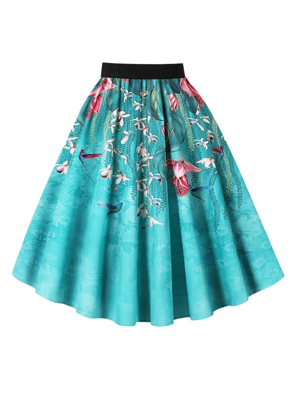 Пола А-линия с 3D шарка, дигитален печат, полиестер (95%+), средна дължина