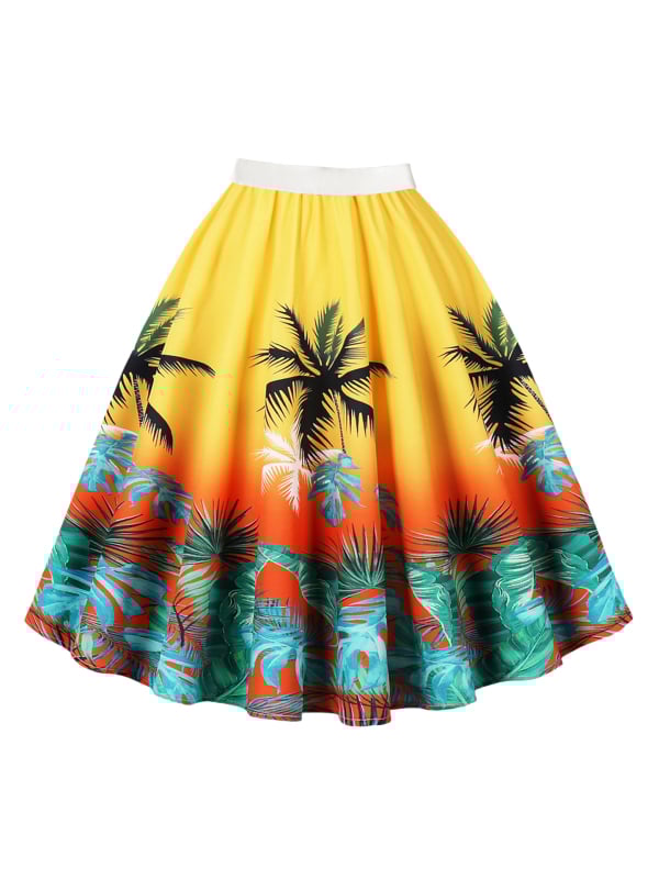 Пола А-линия с 3D шарка, дигитален печат, полиестер (95%+), средна дължина