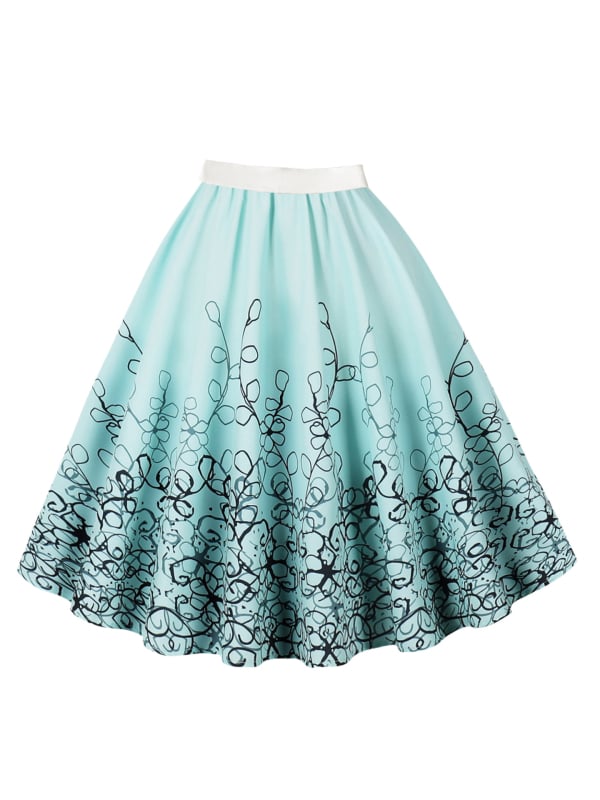 Пола А-линия с 3D шарка, дигитален печат, полиестер (95%+), средна дължина