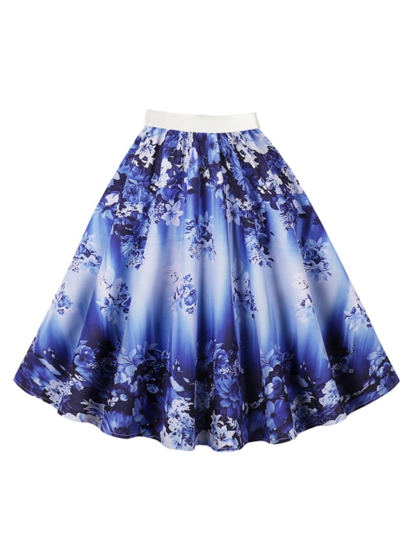 Пола А-линия с 3D шарка, дигитален печат, полиестер (95%+), средна дължина