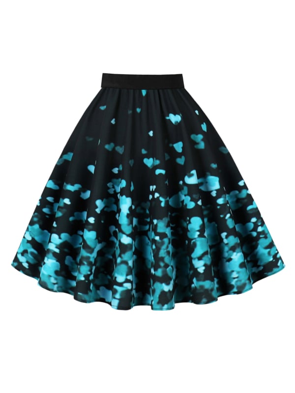 Пола А-линия с 3D шарка, дигитален печат, полиестер (95%+), средна дължина