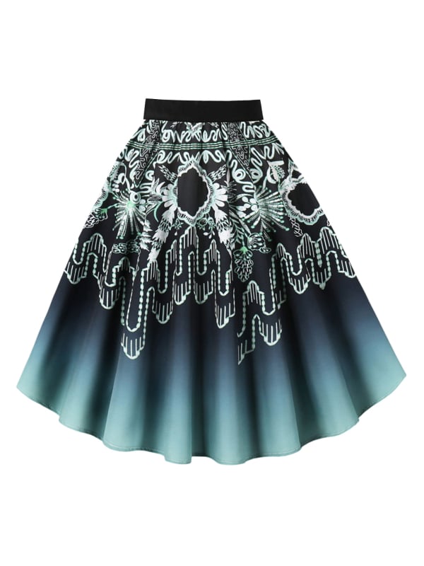 Пола А-линия с 3D шарка, дигитален печат, полиестер (95%+), средна дължина