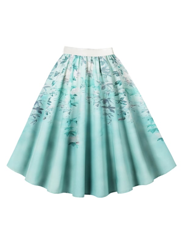 Пола А-линия с 3D шарка, дигитален печат, полиестер (95%+), средна дължина