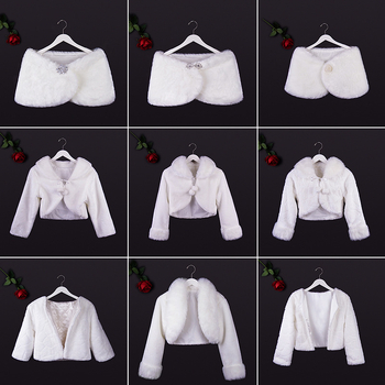 Χειμωνιάτικη νυφική εσάρπα με μακριά μανίκια, τεχνητή γούνα, μονόχρωμο σχέδιο, ιαπωνο-κορεατικό γλυκό στυλ