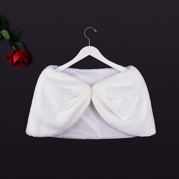 Χειμωνιάτικη νυφική εσάρπα με μακριά μανίκια, τεχνητή γούνα, μονόχρωμο σχέδιο, ιαπωνο-κορεατικό γλυκό στυλ