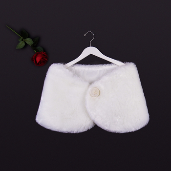 Χειμωνιάτικη νυφική εσάρπα με μακριά μανίκια, τεχνητή γούνα, μονόχρωμο σχέδιο, ιαπωνο-κορεατικό γλυκό στυλ