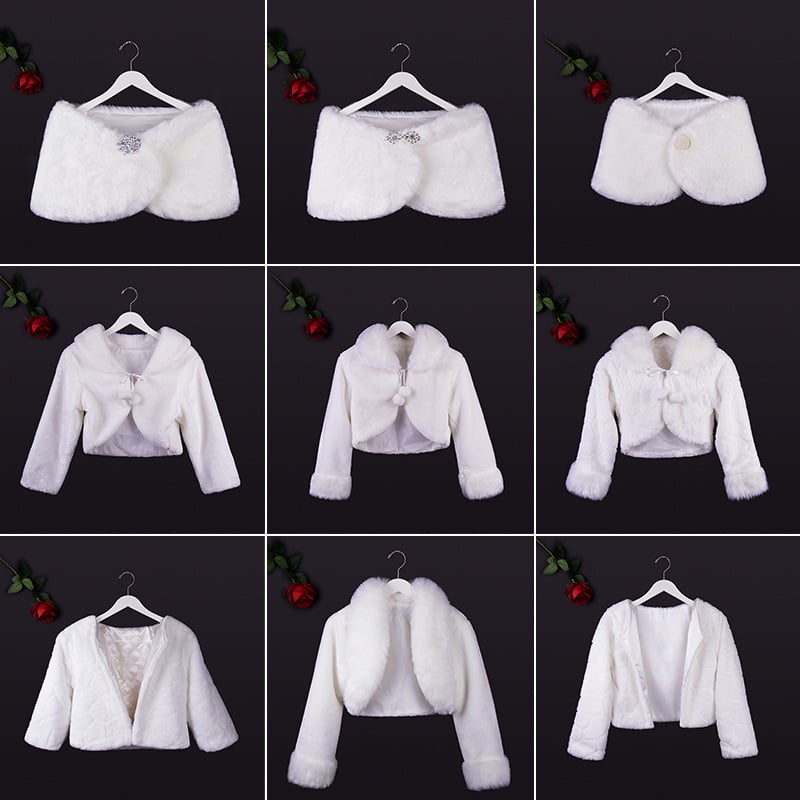 Χειμωνιάτικη νυφική εσάρπα με μακριά μανίκια, τεχνητή γούνα, μονόχρωμο σχέδιο, ιαπωνο-κορεατικό γλυκό στυλ