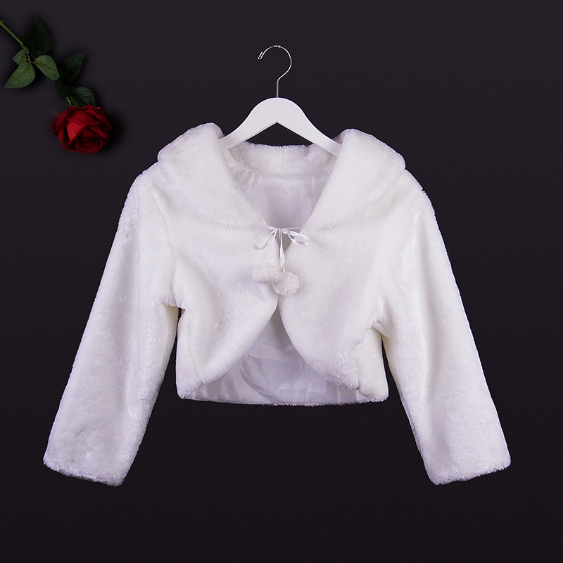 Χειμωνιάτικη νυφική εσάρπα με μακριά μανίκια, τεχνητή γούνα, μονόχρωμο σχέδιο, ιαπωνο-κορεατικό γλυκό στυλ