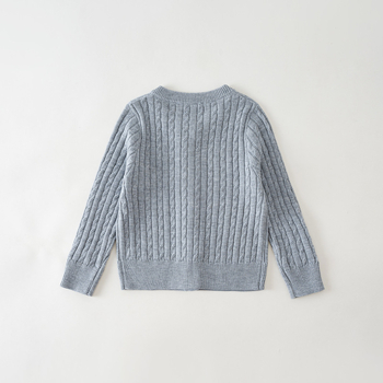 Детски вълнен пуловер — Корейски стил, кръгло деколте, дълги ръкави, копчета в ред