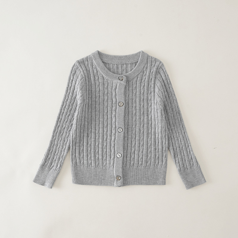 Детски вълнен пуловер — Корейски стил, кръгло деколте, дълги ръкави, копчета в ред