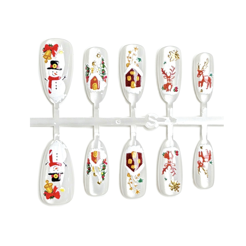 Maniküüri kleepsud Cat-Eye efektiga, jõululume motiiv, 30 tk