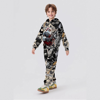 Детски спортен комплект с качулка – 2 части: суитшърт с дълги ръкави и панталони, памучна смес с 50-70% полиестер, за пролет и есен, за деца над 8 години.