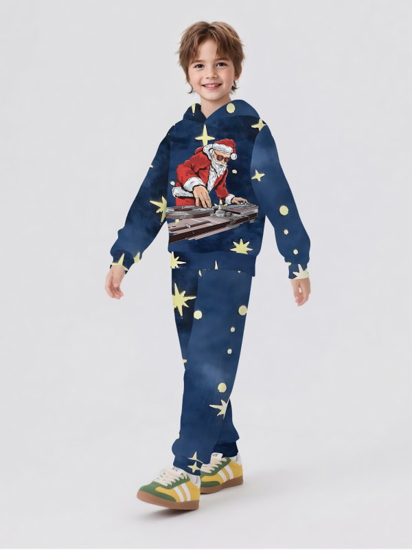 Детски спортен комплект с качулка – 2 части: суитшърт с дълги ръкави и панталони, памучна смес с 50-70% полиестер, за пролет и есен, за деца над 8 години.