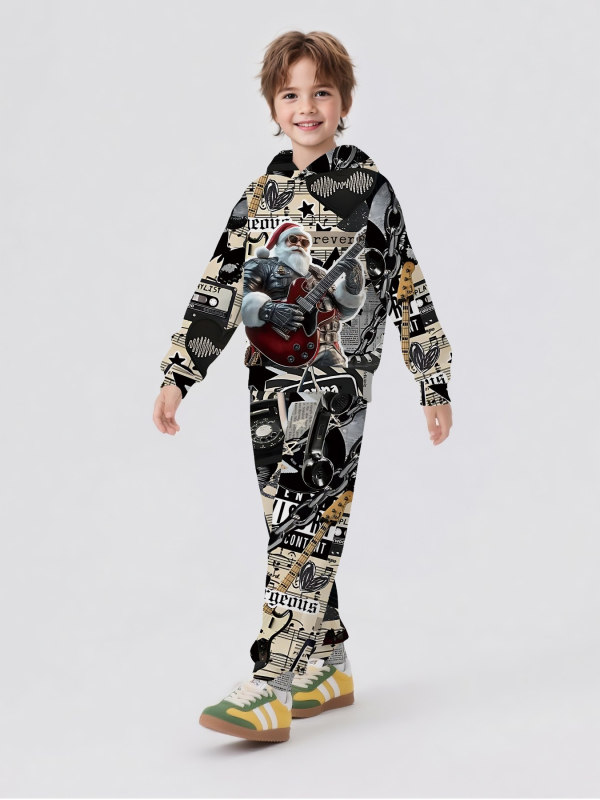 Детски спортен комплект с качулка – 2 части: суитшърт с дълги ръкави и панталони, памучна смес с 50-70% полиестер, за пролет и есен, за деца над 8 години.