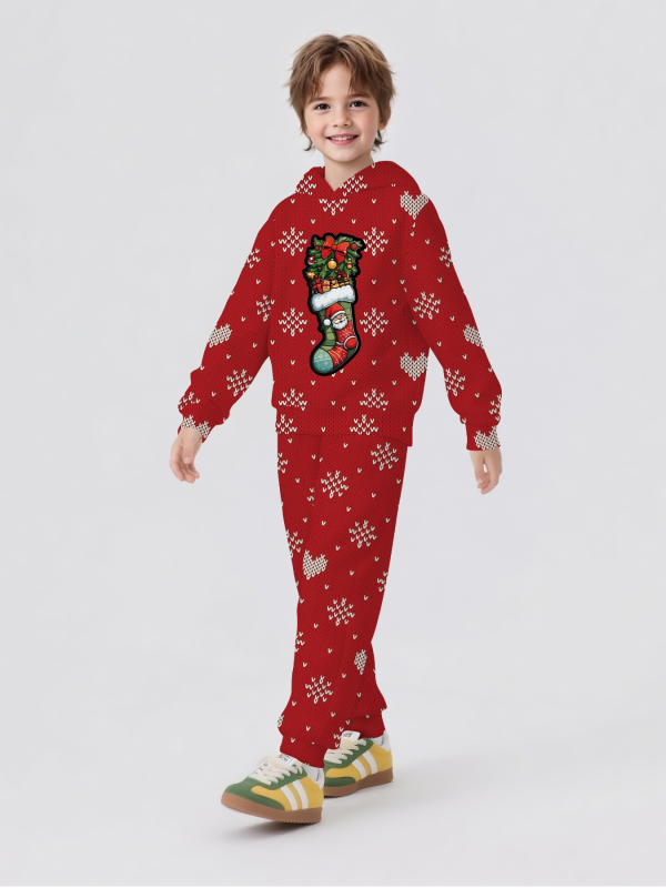 Детски спортен комплект с качулка – 2 части: суитшърт с дълги ръкави и панталони, памучна смес с 50-70% полиестер, за пролет и есен, за деца над 8 години.