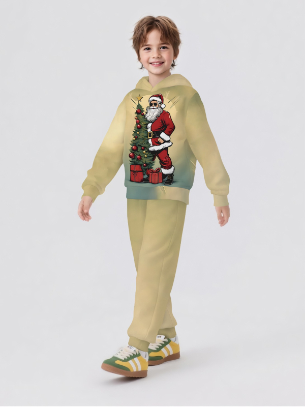 Детски спортен комплект с качулка – 2 части: суитшърт с дълги ръкави и панталони, памучна смес с 50-70% полиестер, за пролет и есен, за деца над 8 години.