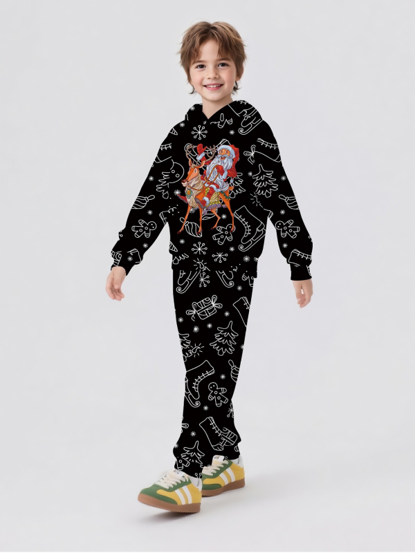 Детски спортен комплект с качулка – 2 части: суитшърт с дълги ръкави и панталони, памучна смес с 50-70% полиестер, за пролет и есен, за деца над 8 години.