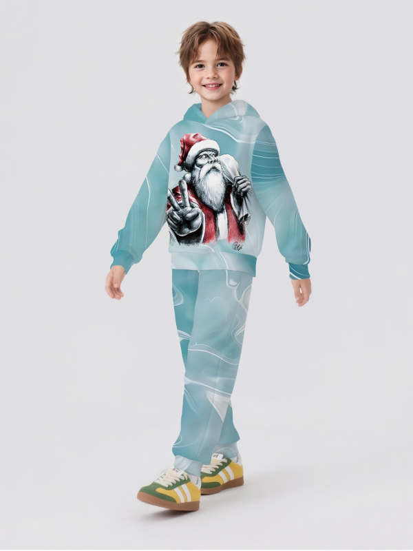 Детски спортен комплект с качулка – 2 части: суитшърт с дълги ръкави и панталони, памучна смес с 50-70% полиестер, за пролет и есен, за деца над 8 години.