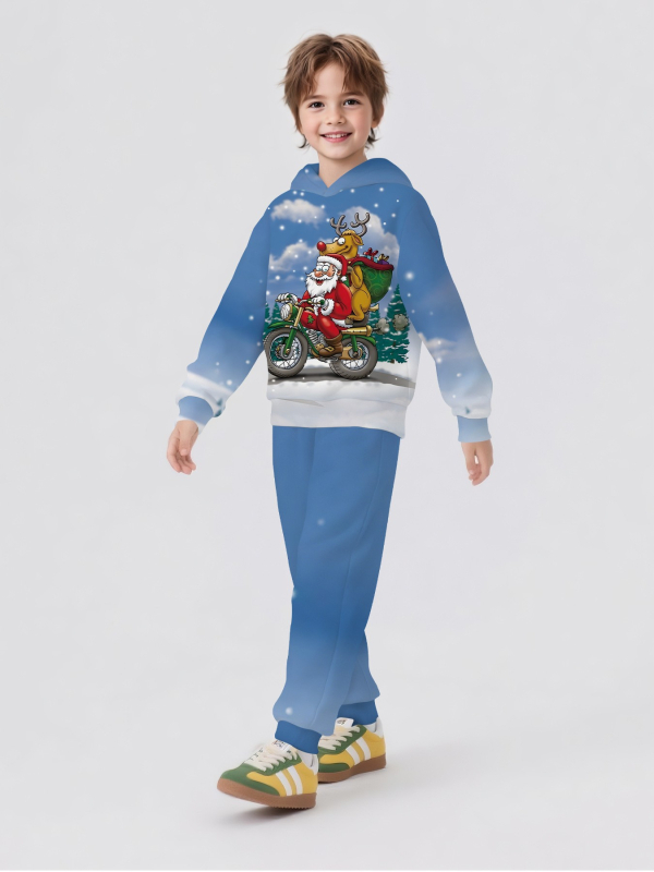 Детски спортен комплект с качулка – 2 части: суитшърт с дълги ръкави и панталони, памучна смес с 50-70% полиестер, за пролет и есен, за деца над 8 години.