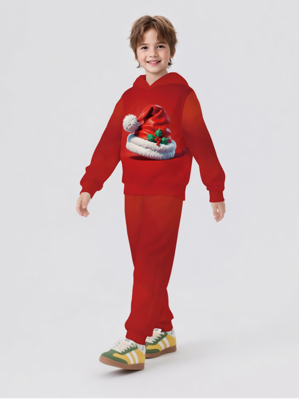 Детски спортен комплект с качулка – 2 части: суитшърт с дълги ръкави и панталони, памучна смес с 50-70% полиестер, за пролет и есен, за деца над 8 години.