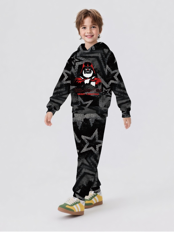 Детски спортен комплект с качулка – 2 части: суитшърт с дълги ръкави и панталони, памучна смес с 50-70% полиестер, за пролет и есен, за деца над 8 години.