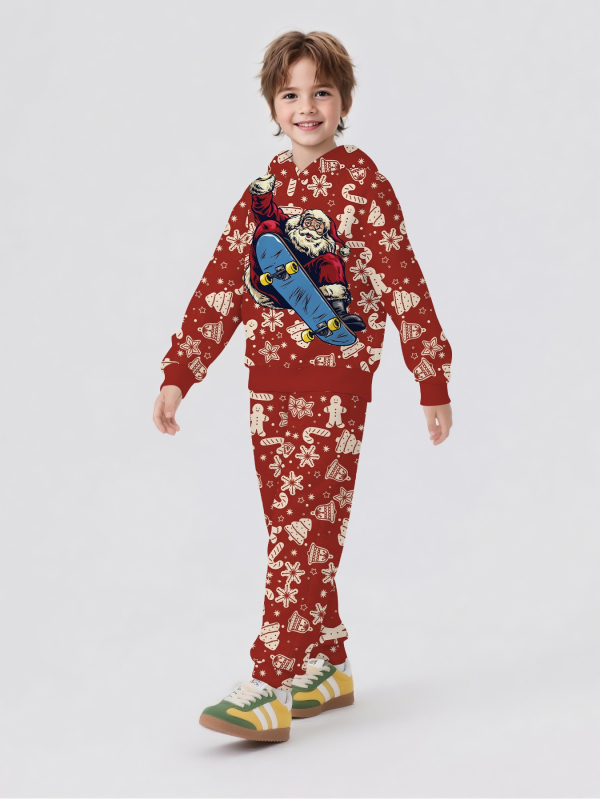 Детски спортен комплект с качулка – 2 части: суитшърт с дълги ръкави и панталони, памучна смес с 50-70% полиестер, за пролет и есен, за деца над 8 години.