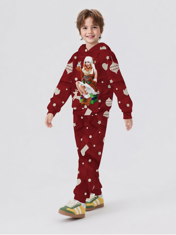 Детски спортен комплект с качулка – 2 части: суитшърт с дълги ръкави и панталони, памучна смес с 50-70% полиестер, за пролет и есен, за деца над 8 години.