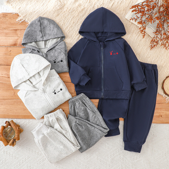 Детски комплект с качулка, памук, две части, цип, унисекс, корейски стил, пролетно-есенен за деца 3–8 г