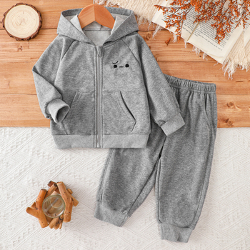 Детски комплект с качулка, памук, две части, цип, унисекс, корейски стил, пролетно-есенен за деца 3–8 г