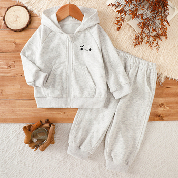 Детски комплект с качулка, памук, две части, цип, унисекс, корейски стил, пролетно-есенен за деца 3–8 г