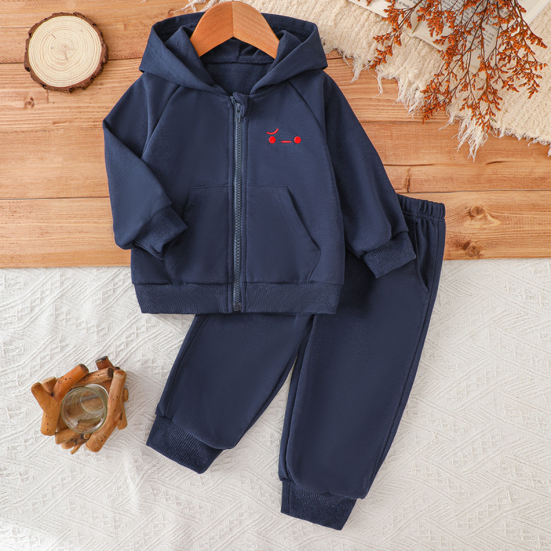 Детски комплект с качулка, памук, две части, цип, унисекс, корейски стил, пролетно-есенен за деца 3–8 г